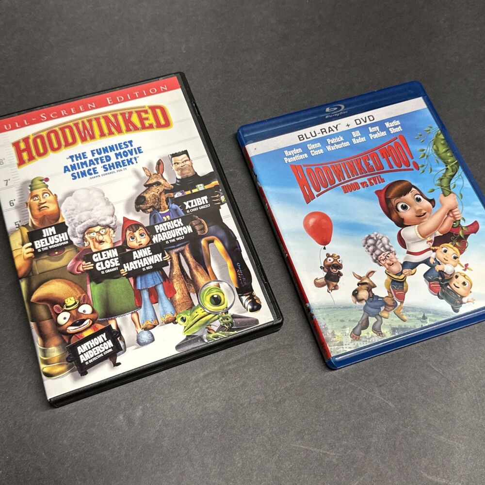 Hoodwinked & Hoodwinked Too! Hood vs Evil Dvd Lot of 2 Anne Hathaway Jim Belushi